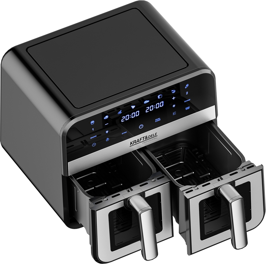 Air Fryer Doua Camere 2500W 4.5L + LCD, Kraft&Dele KD4179