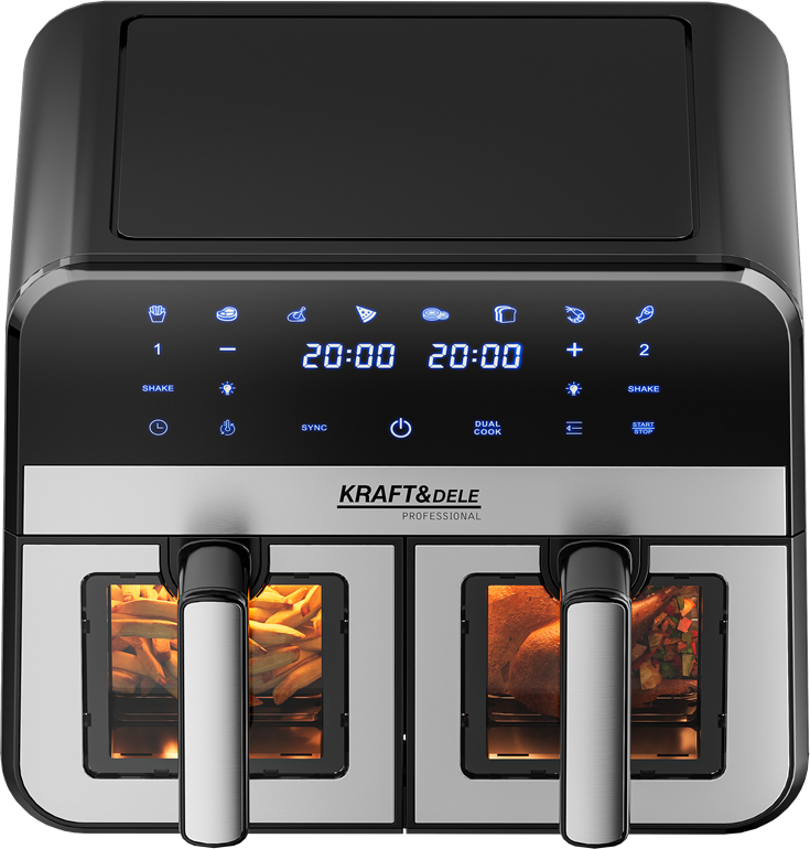 Air Fryer Doua Camere 2500W 4.5L + LCD, Kraft&Dele KD4179