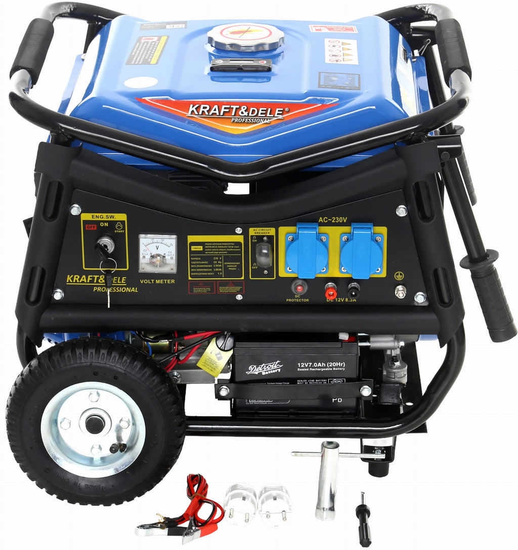 Generator Curent Electric Monofazat 3000W cu Pornire Electrica Motor Benzina, Kraft&Dele KD144