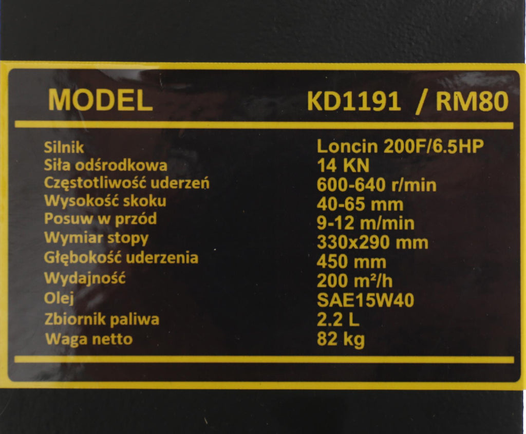 Placa Compactoare 4 Timpi , 6.5CP , 640BPM, Kraft&Dele KD11910