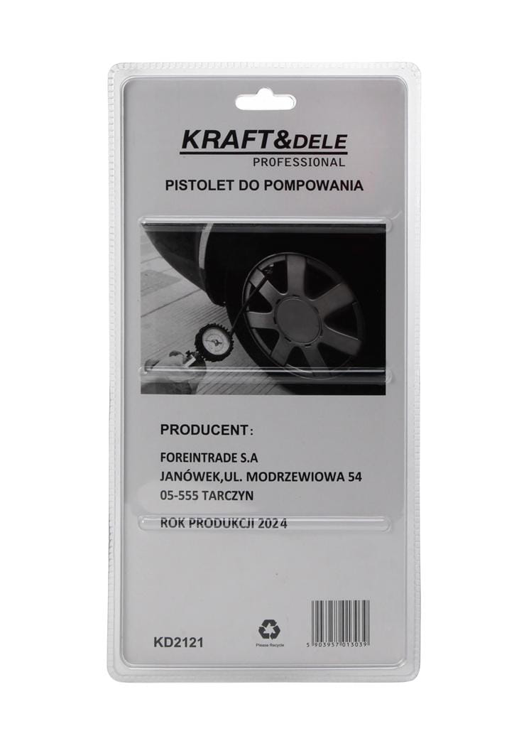 Pistol de Umflat Roti cu Furtun si Manometru, Kraft&Dele KD2121