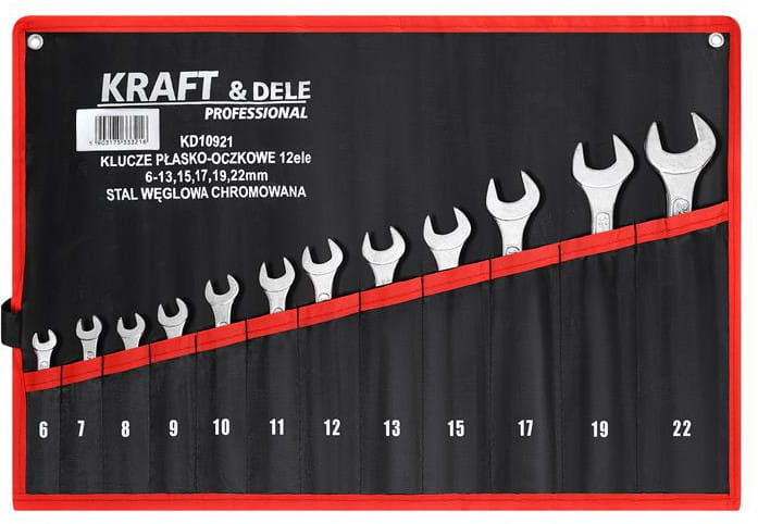 Set Chei Combinate 12 Piese 6-22 mm Otel Cromat, Kraft&Dele KD10921