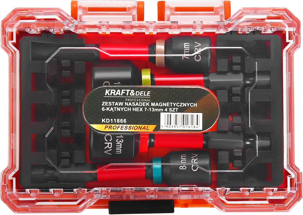 Set 4 Chei Tubulare Magnetice Hex 13, 10, 8, 7 mm, Prindere 1/4, Kraft&Dele KD11866 - imaginea 10