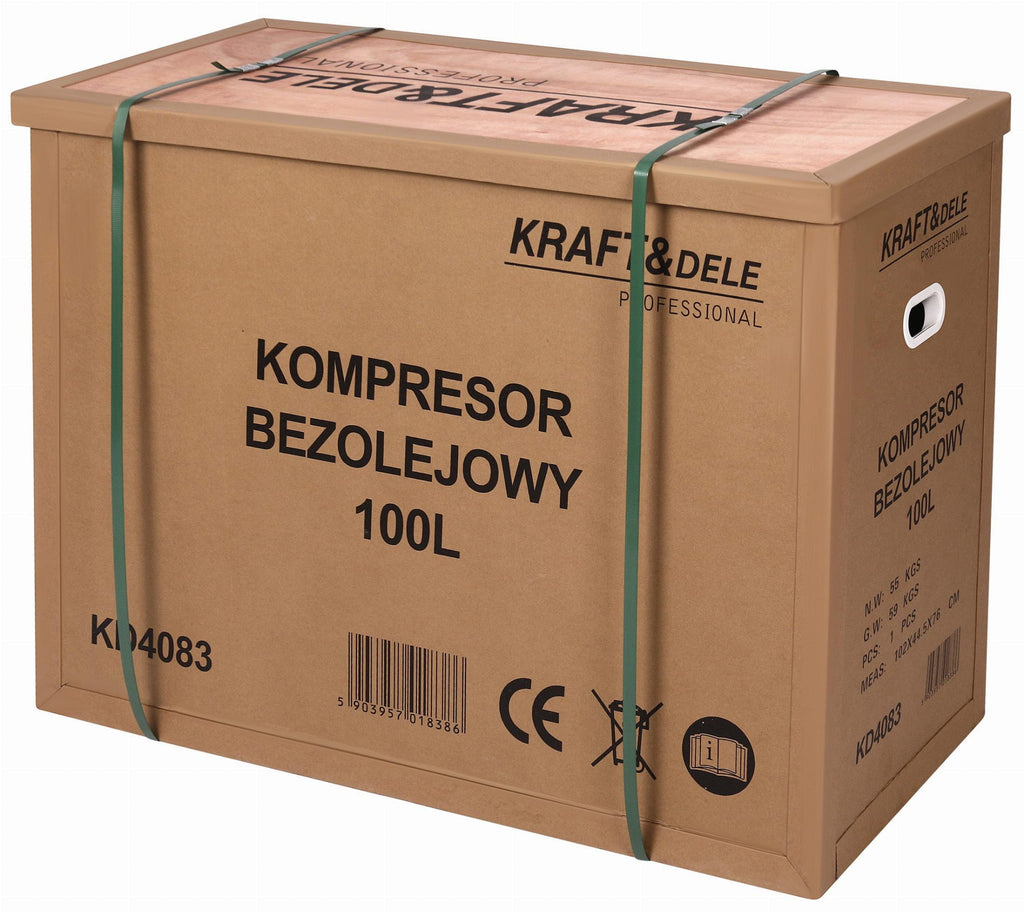 Compresor fara Ulei Silentios , 100L / 2200W X 2 ,528l/m, Kraft&Dele KD4083