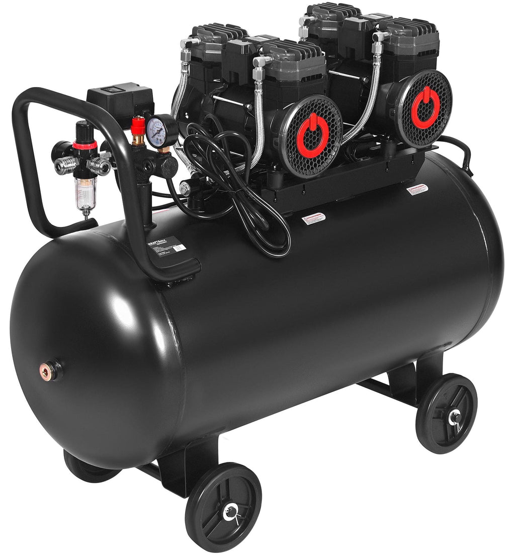 Compresor fara Ulei Silentios , 100L / 2200W X 2 ,528l/m, Kraft&Dele KD4083