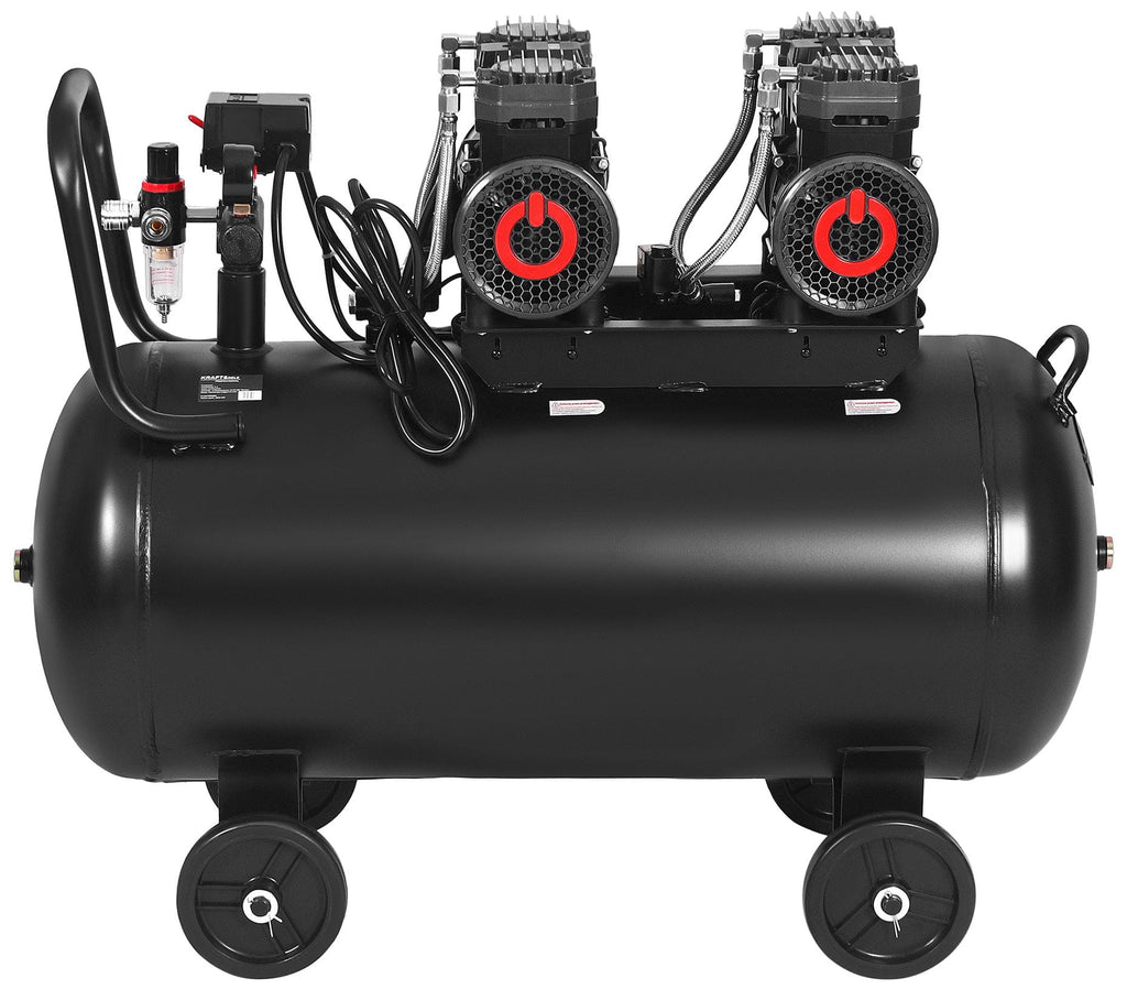 Compresor fara Ulei Silentios , 100L / 2200W X 2 ,528l/m, Kraft&Dele KD4083