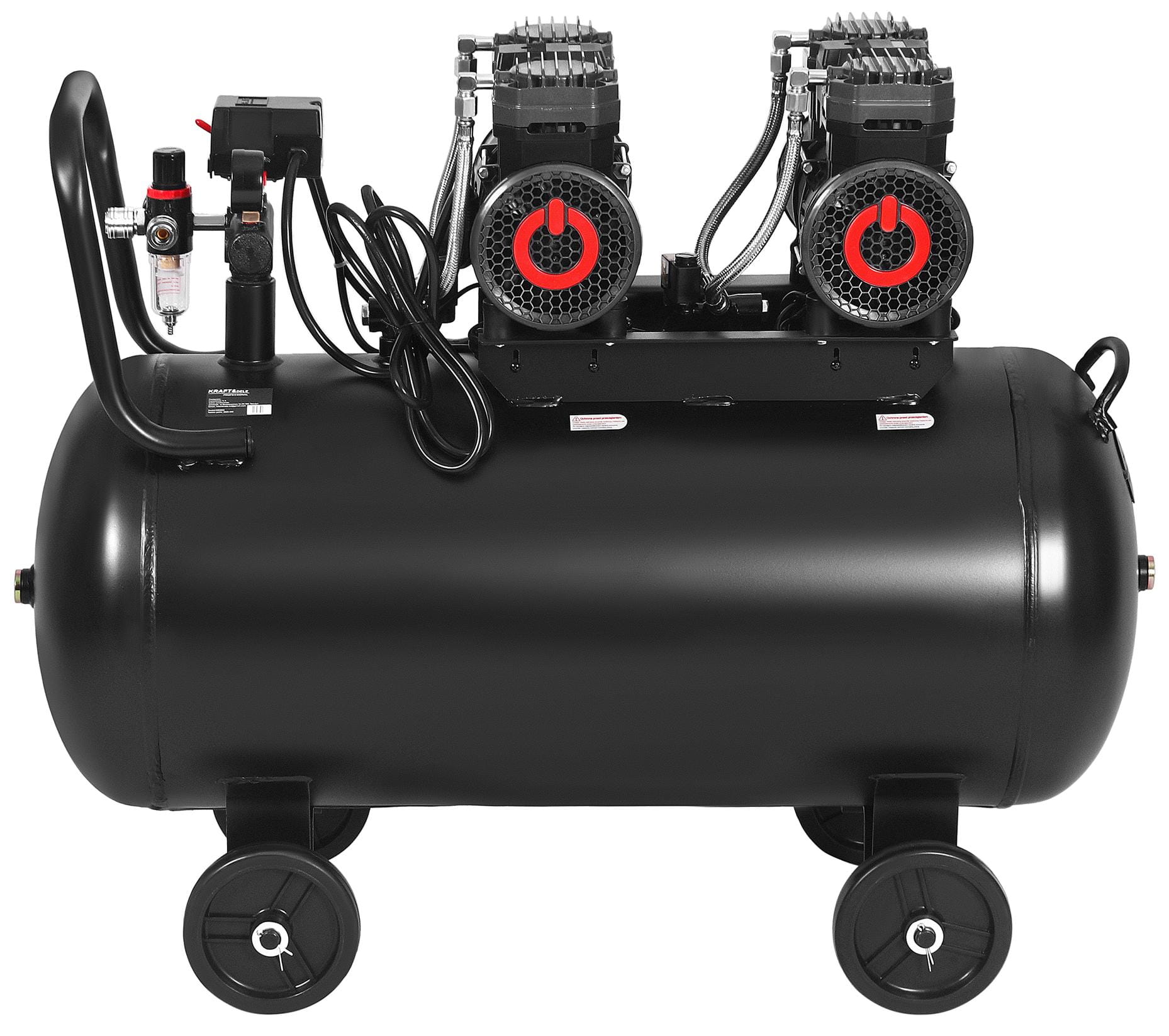 Compresor fara Ulei Silentios , 100L / 2200W X 2 ,528l/m, Kraft&Dele KD4083