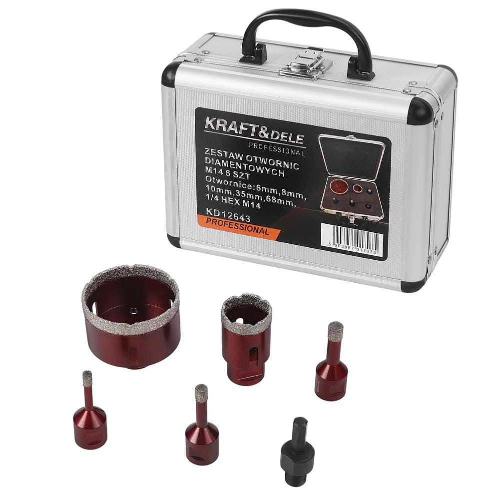 Set Carote Diamantate 6-68mm cu Adaptor M14, Kraft&Dele KD12643