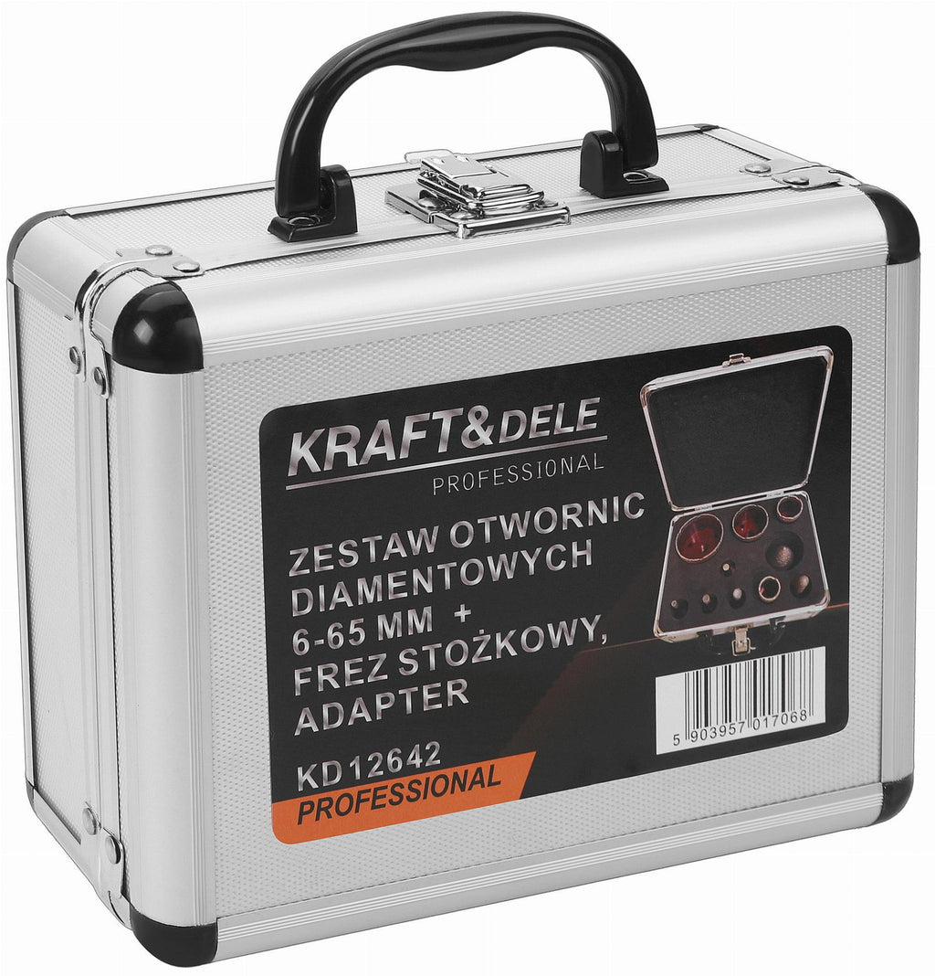 Set Carote Diamantate 6-65mm cu Freza Conica + Adaptor, Kraft&Dele KD12642