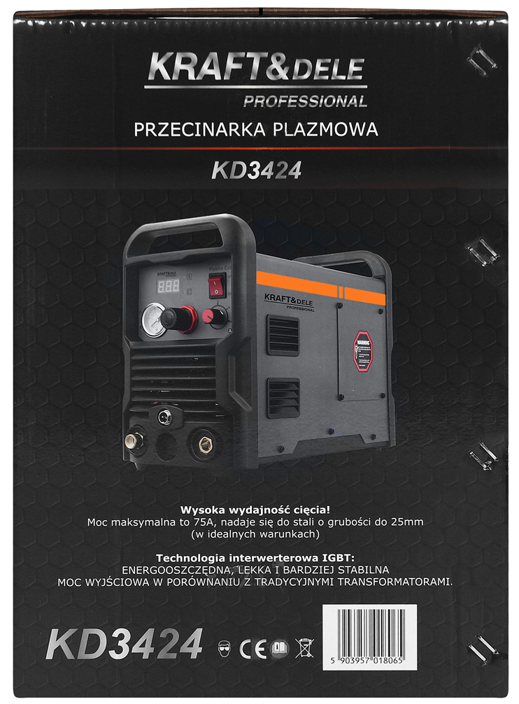 Aparat de Taiat cu Plasma Frecventa Inalta 230V, 75A MAX 25mm, Kraft&Dele KD3424