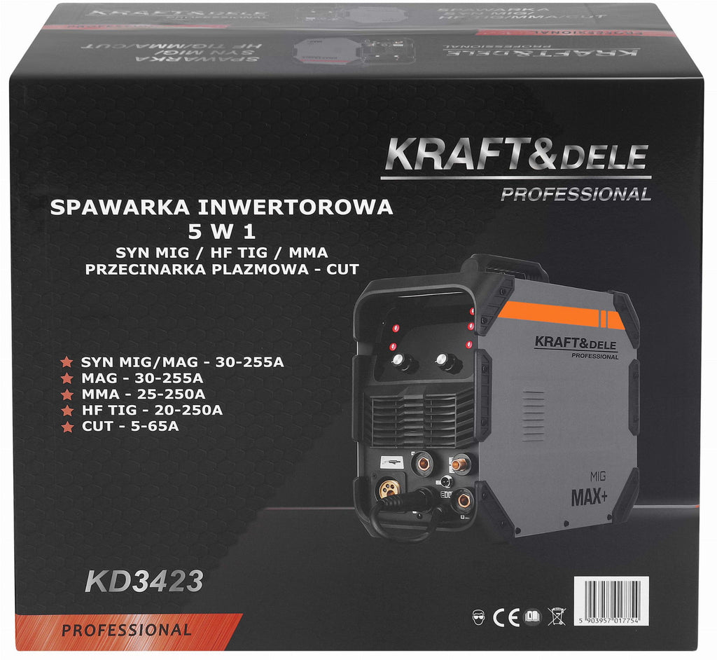 Aparat de Sudura 5 in 1 , Mig-mag, Mma, Tig-hf, Pasma, Kraft&Dele KD3423