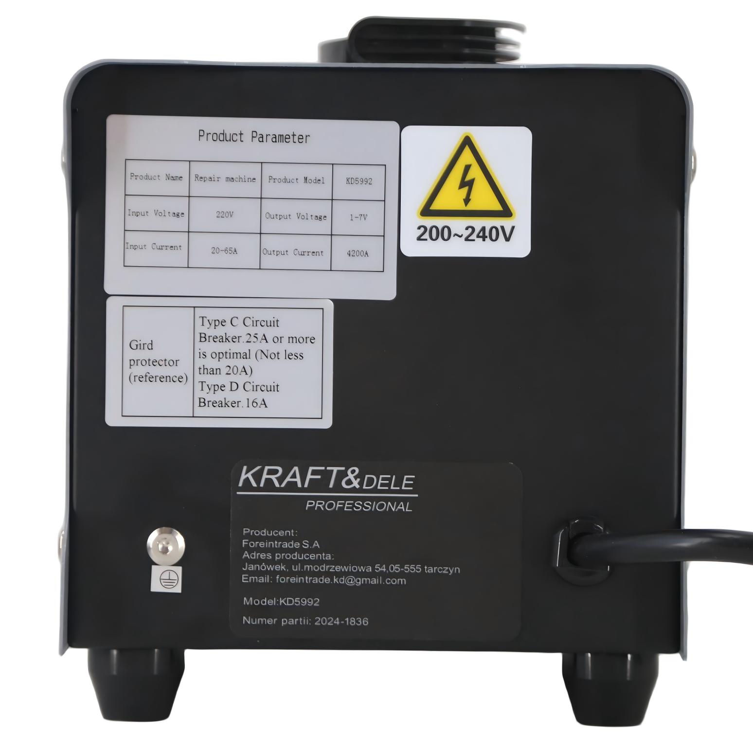 Aparat de Sudura Punct pentru Reparatii Indoituri Tabla Spotter + Carucior + Accesorii, Kraft&Dele KD5992_2K