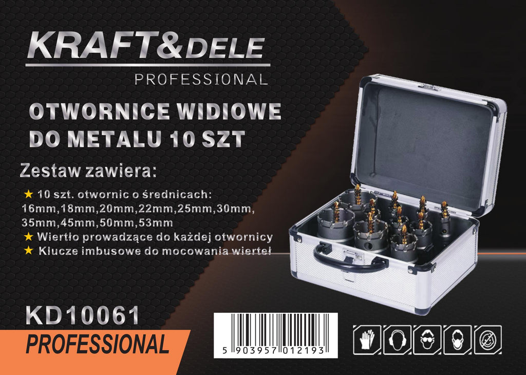 Set Carote Metal 10 Buc Diametre 16-53mm, Kraft&Dele KD10061