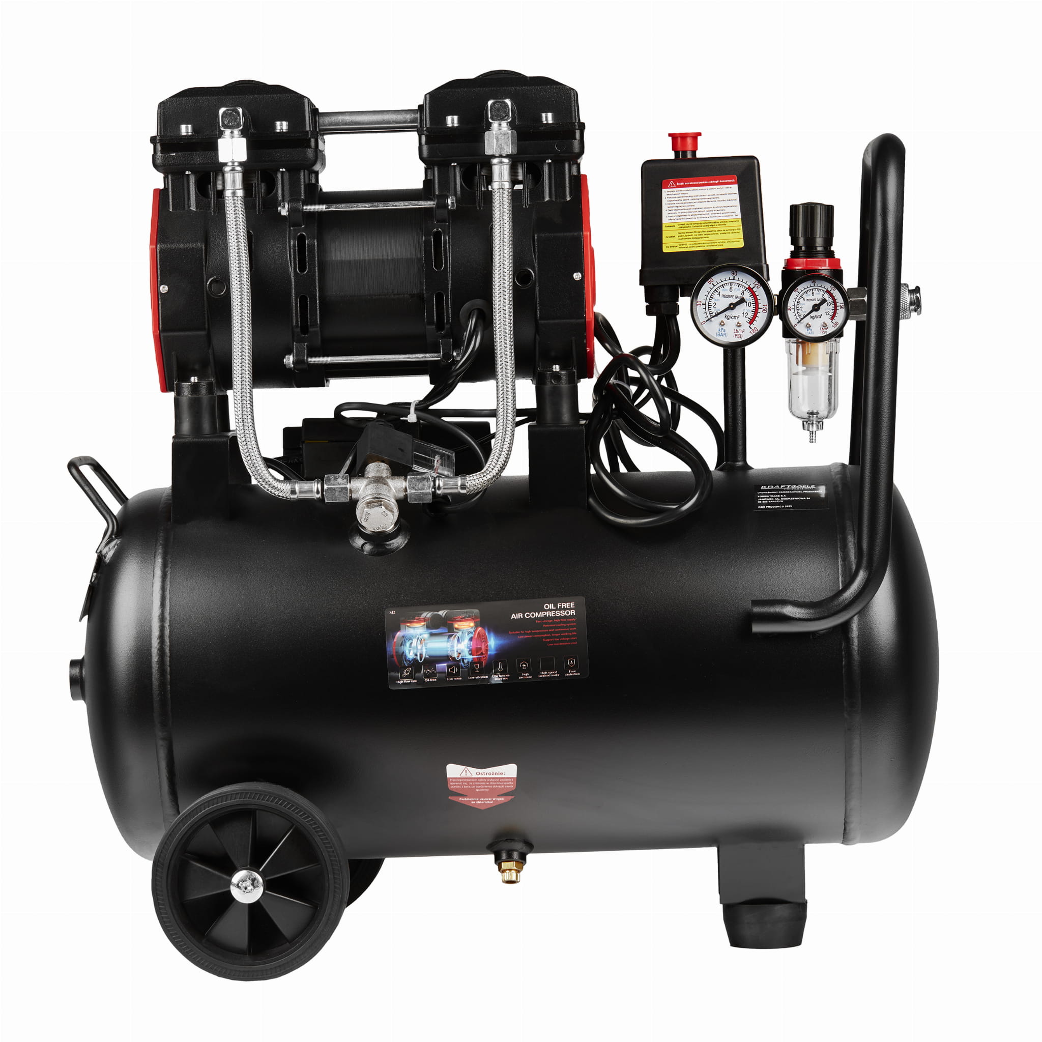 Compresor fara Ulei Silentios , 24L / 1390W X 1 , 220l/M, Kraft&Dele KD1385