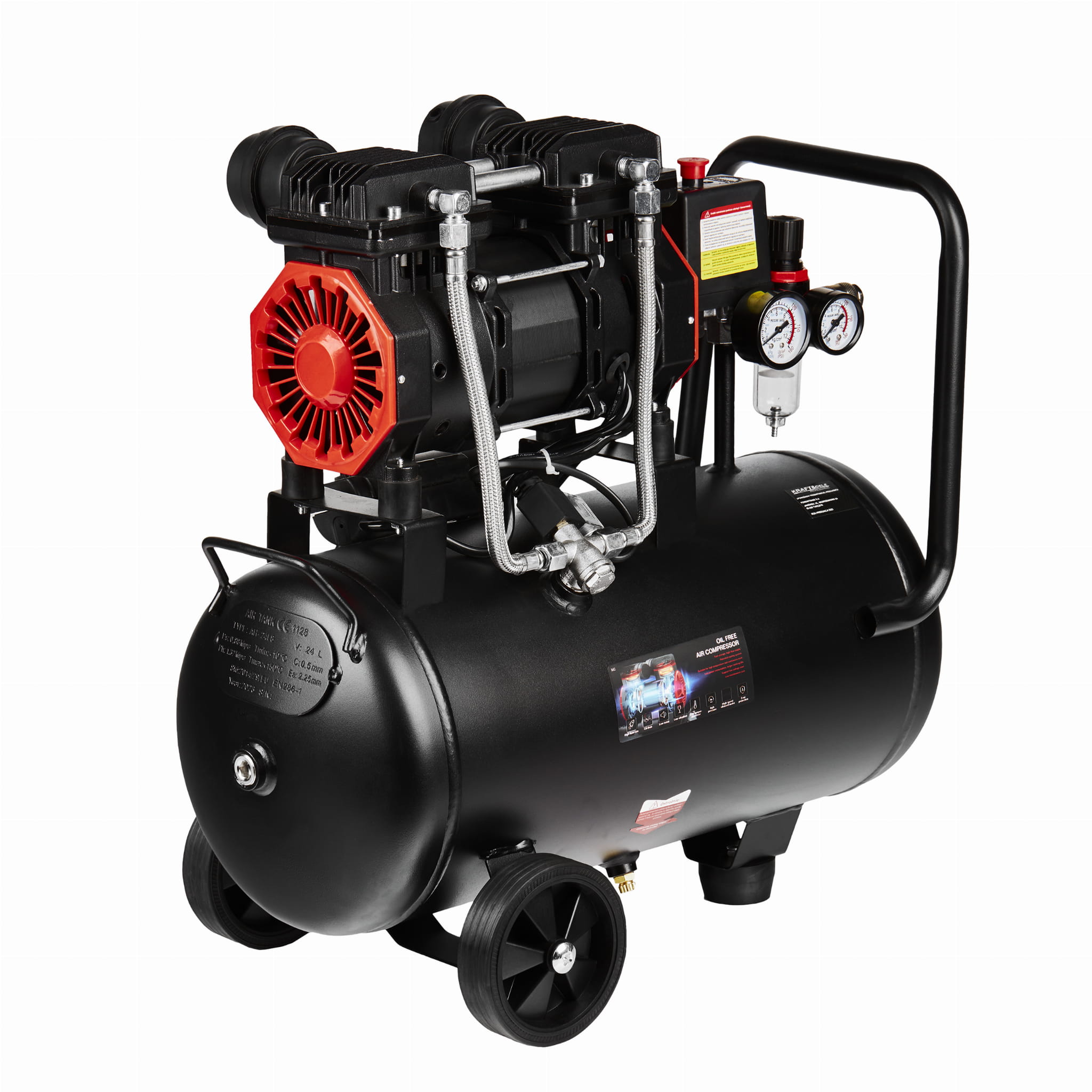 Compresor fara Ulei Silentios , 24L / 1390W X 1 , 220l/M, Kraft&Dele KD1385