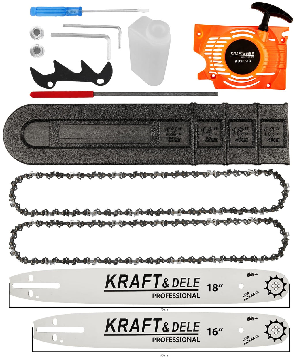 Drujba pe Benzina 2 X Lame 2 X Lanturi, 5,9 cp, Kraft&Dele KD10613
