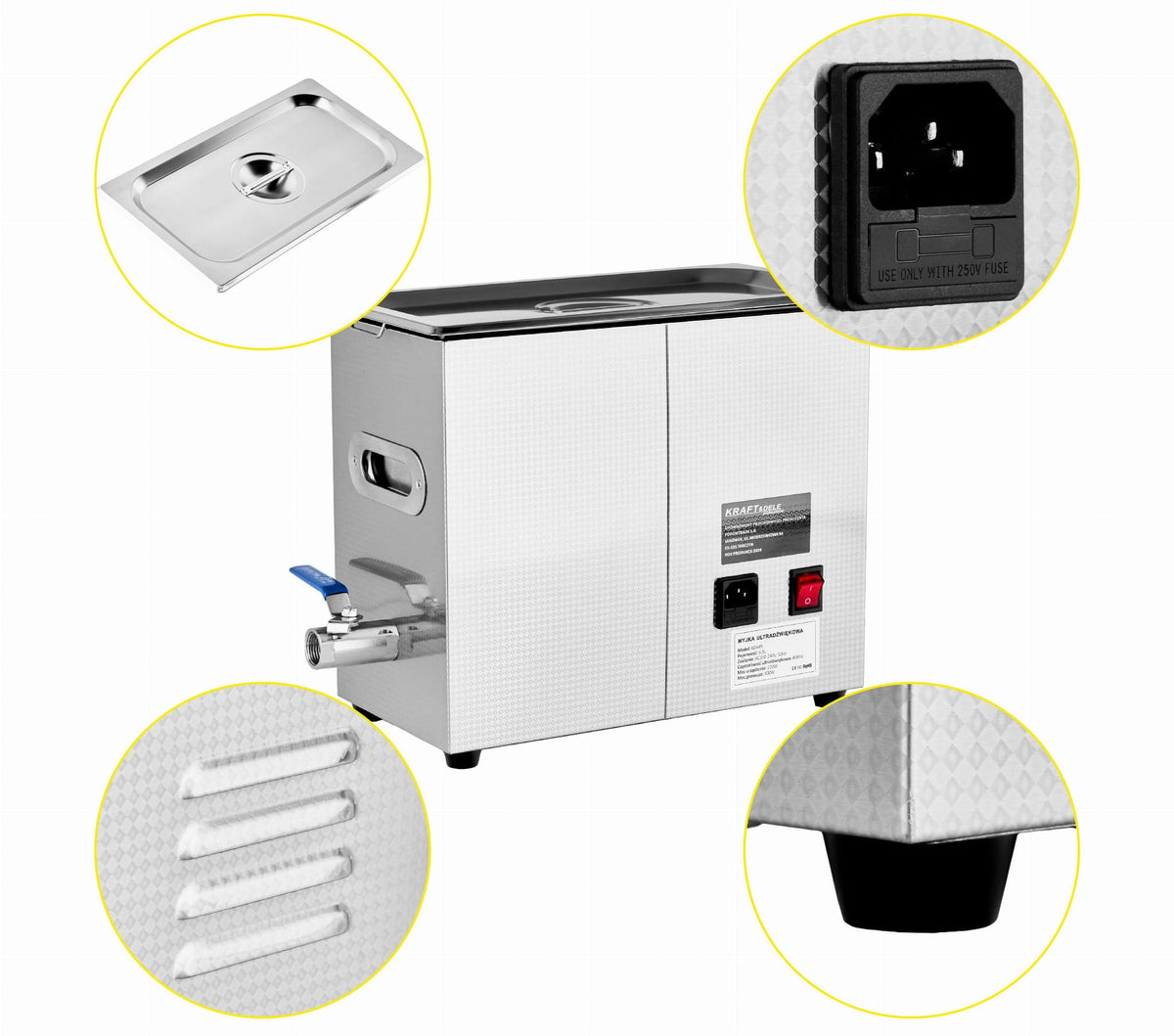 Cuva Spalare cu Ultrasunete 6,5L, Kraft&Dele KD449