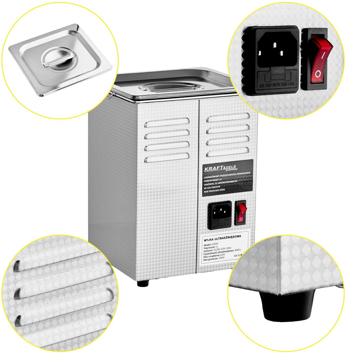 Cuva Spalare cu Ultrasunete 2L, Kraft&Dele KD500