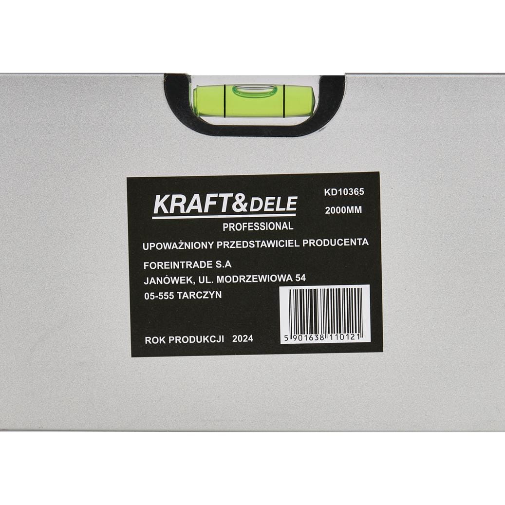 Dreptar din Aluminiu pentru Nivelare Beton cu 2 Fiole , 2m, Kraft&Dele KD10365
