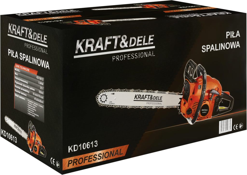 Drujba pe Benzina 2 X Lame 2 X Lanturi, 5,9 cp, Kraft&Dele KD10613