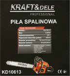 Drujba pe Benzina 2 X Lame 2 X Lanturi, 5,9 cp, Kraft&Dele KD10613