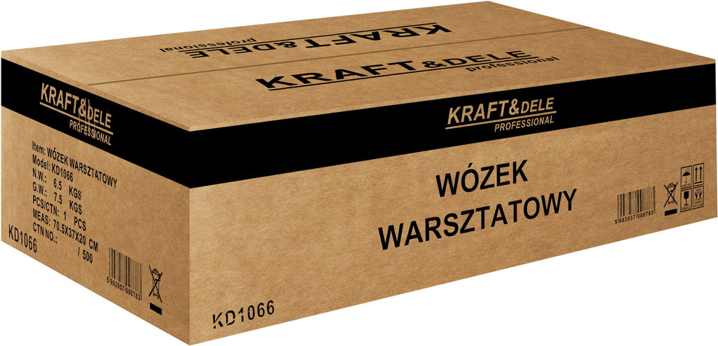 Carucior de Atelier cu Roti si 3 Rafturi, Kraft&Dele KD1066