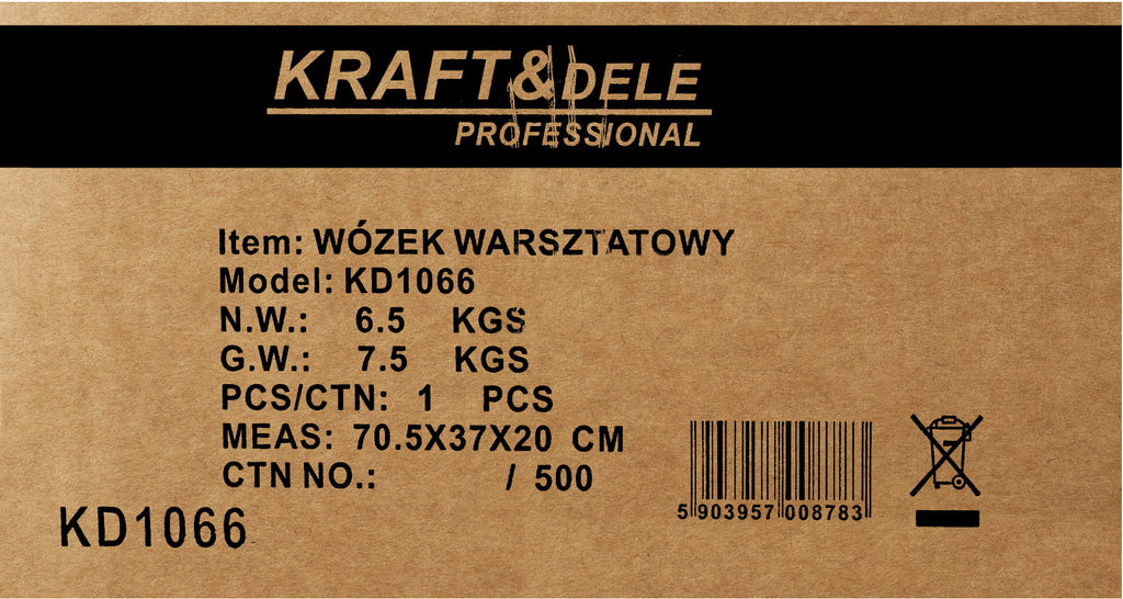 Carucior de Atelier cu Roti si 3 Rafturi, Kraft&Dele KD1066
