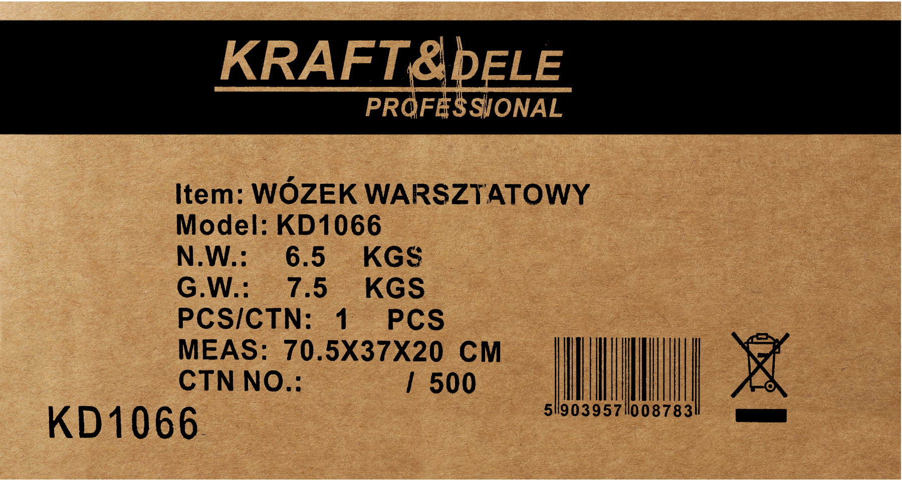Carucior de Atelier cu Roti si 3 Rafturi, Kraft&Dele KD1066
