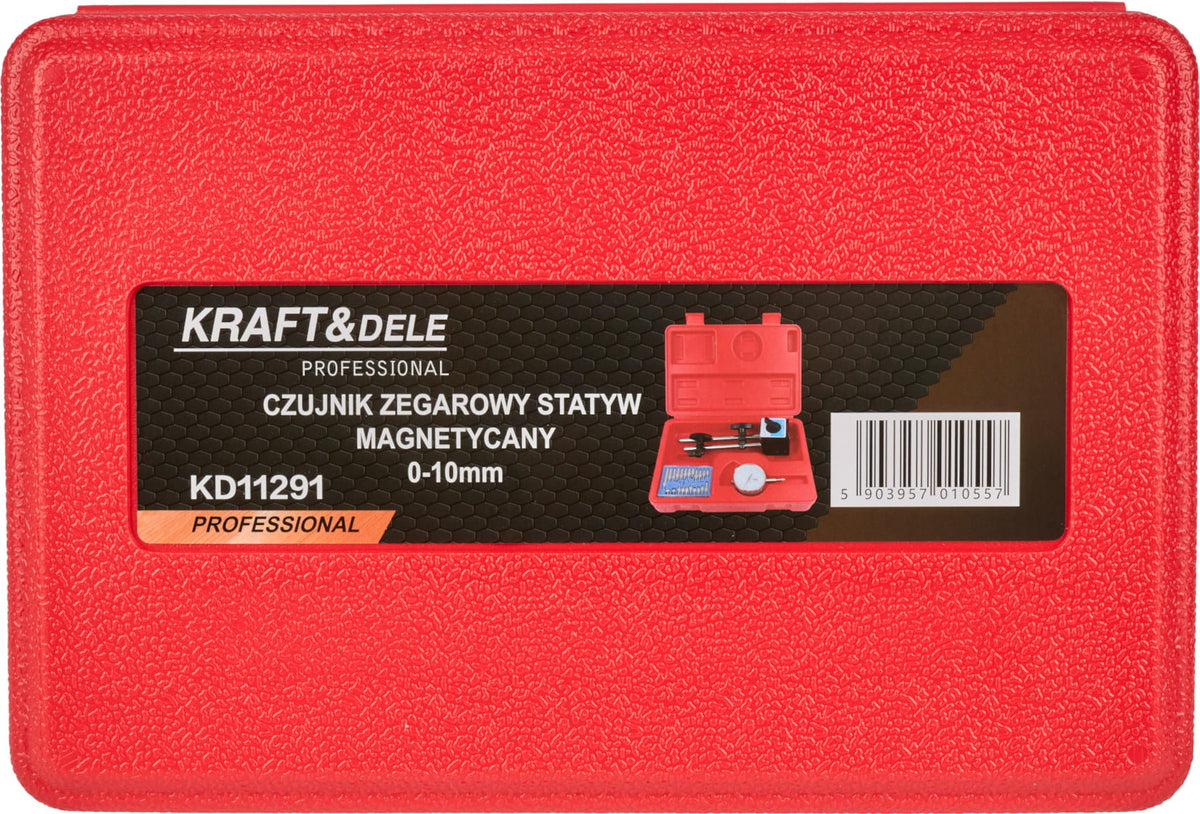 Ceas Comparator cu Cadran 0-10mm cu Stativ Magnetic si Set Varfuri de Masurare, Kraft&Dele KD11291
