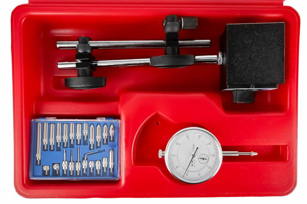 Ceas Comparator cu Cadran 0-10mm cu Stativ Magnetic si Set Varfuri de Masurare, Kraft&Dele KD11291