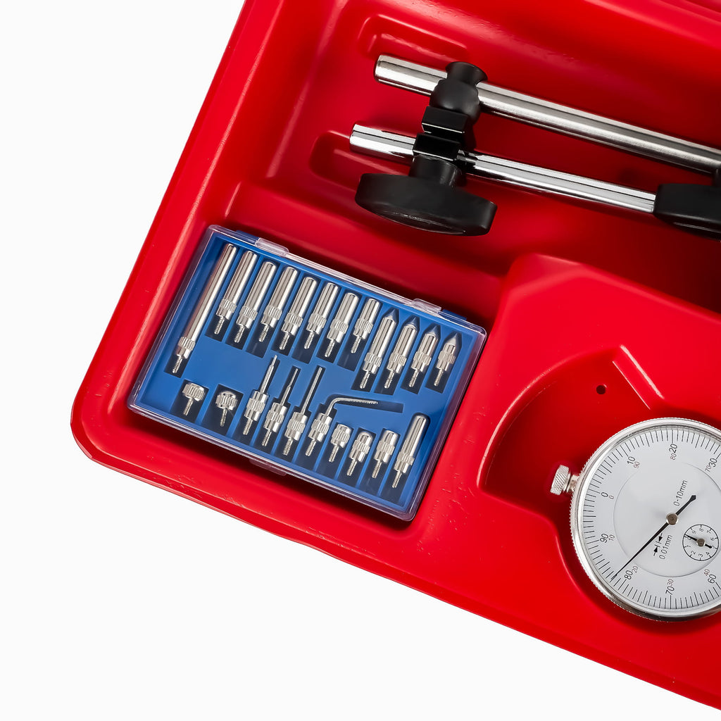 Ceas Comparator cu Cadran 0-10mm cu Stativ Magnetic si Set Varfuri de Masurare, Kraft&Dele KD11291