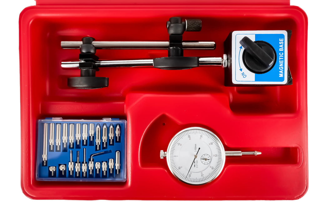 Ceas Comparator cu Cadran 0-10mm cu Stativ Magnetic si Set Varfuri de Masurare, Kraft&Dele KD11291