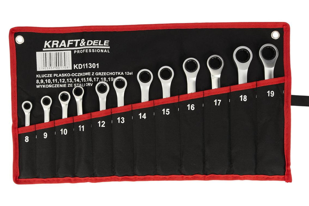 Set Chei Combinate cu Clichet 12 Piese 8-19 mm, Kraft&Dele KD11301