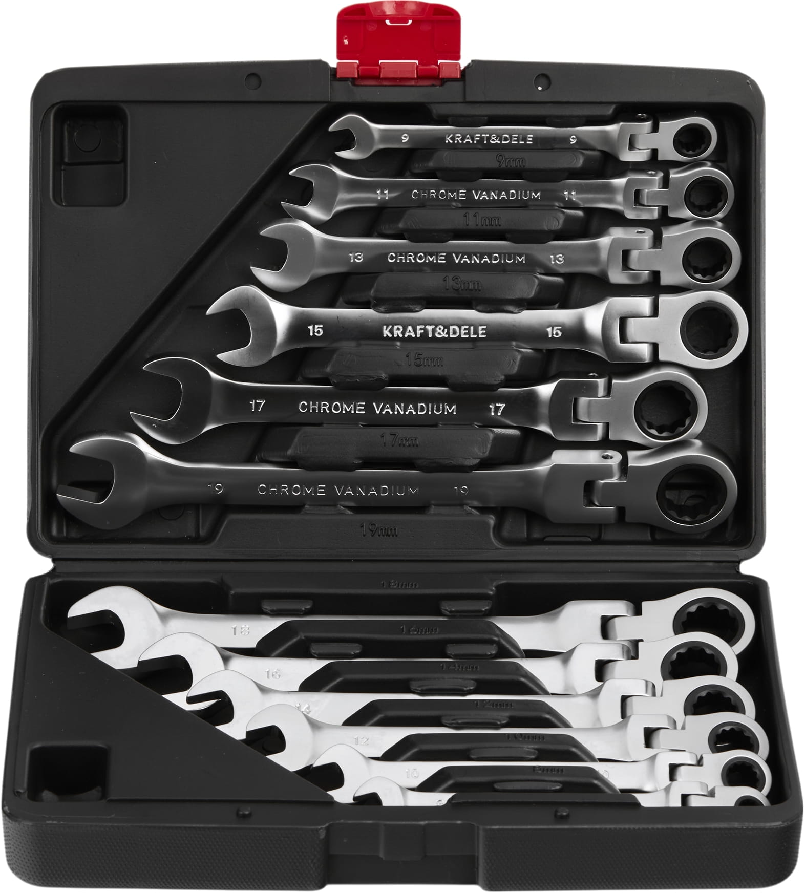 Set Chei Combinate cu Clichet Articulate 8-22 mm, Kraft&Dele KD11304 - imaginea 2