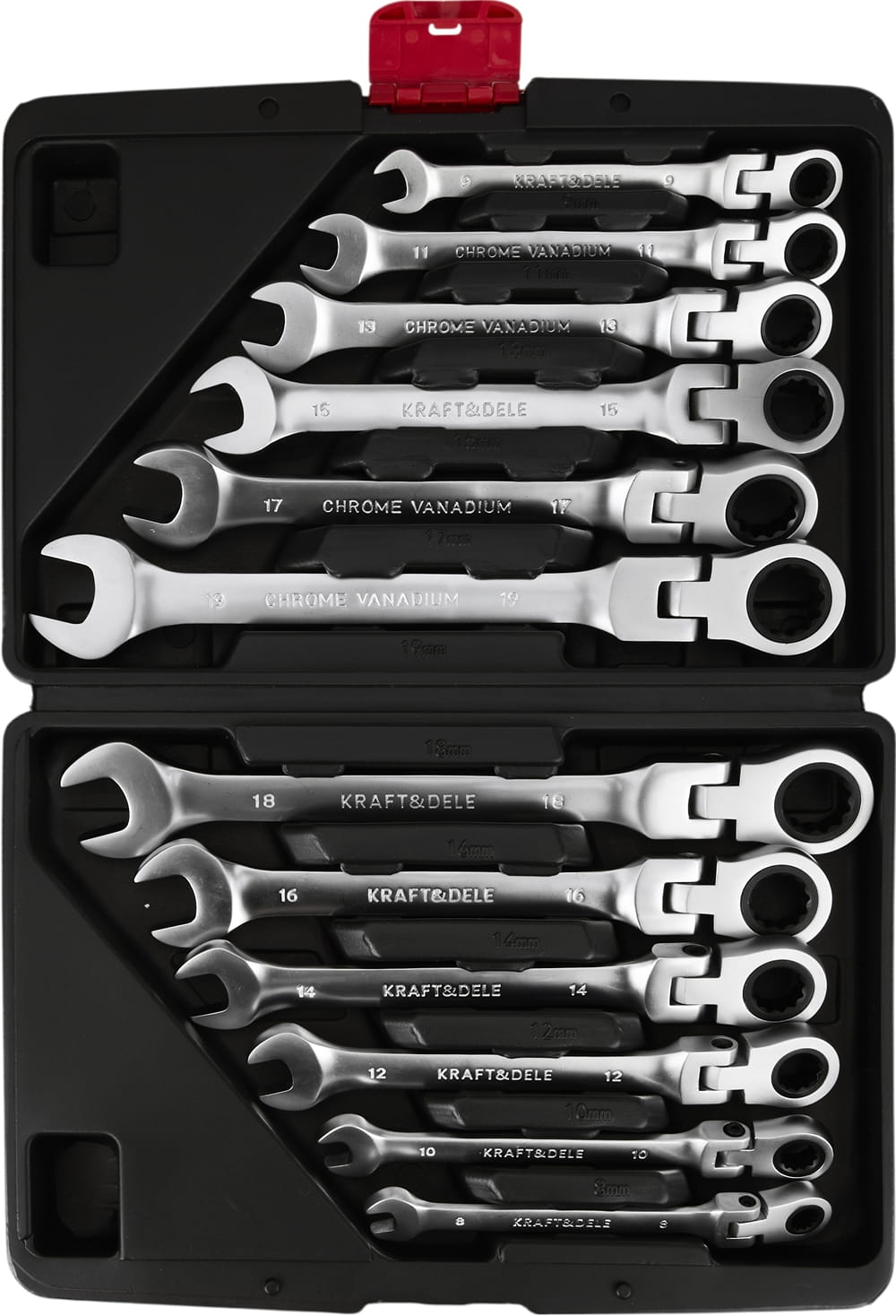 Set Chei Combinate cu Clichet Articulate 8-22 mm, Kraft&Dele KD11304 - imaginea 3