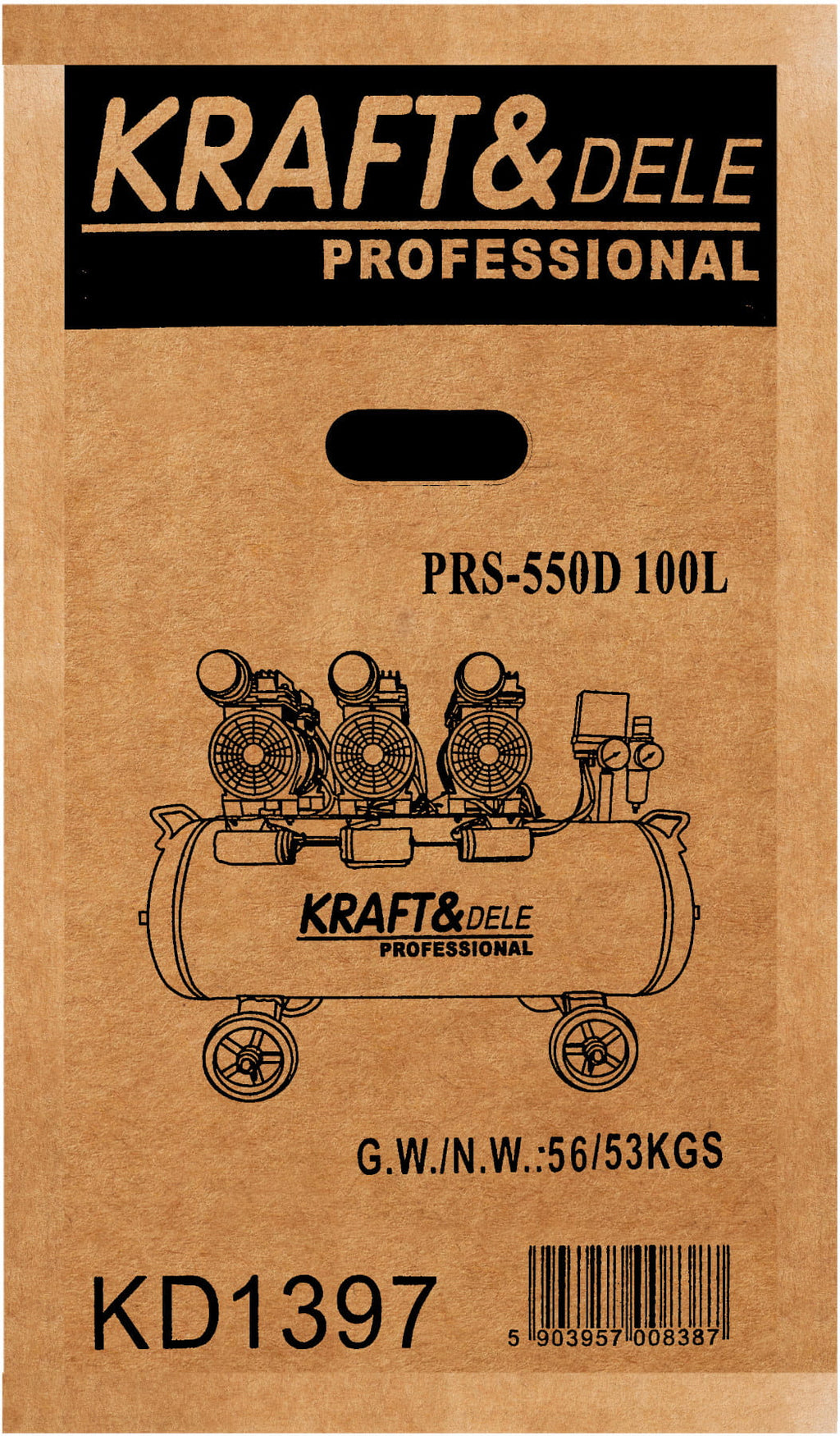 Compresor Aer fara Ulei 100L, Kraft&Dele KD1397