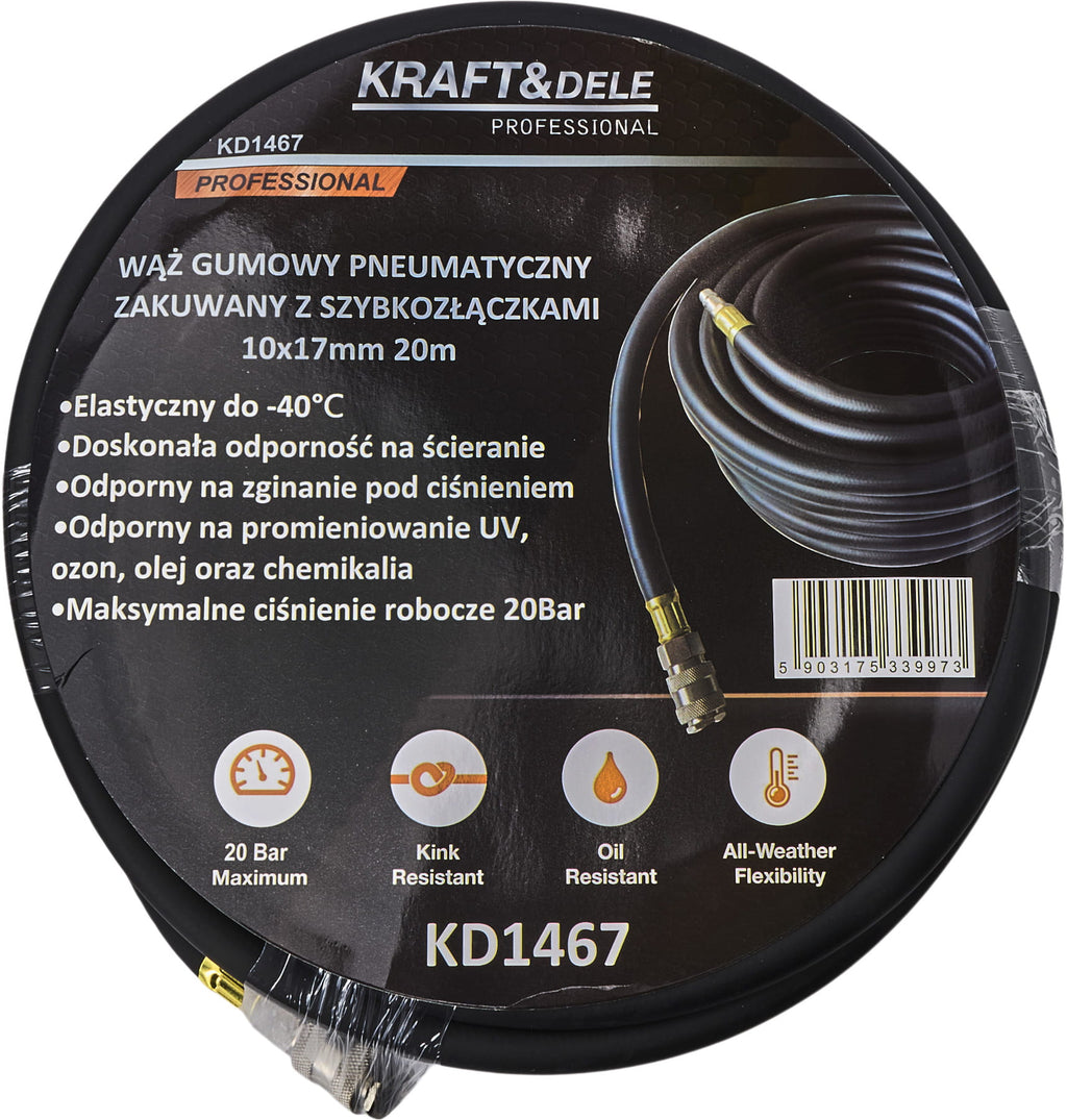 Furtun Pneumatic 10x17mm 20m 20bar -40°C, Kraft&Dele KD1467