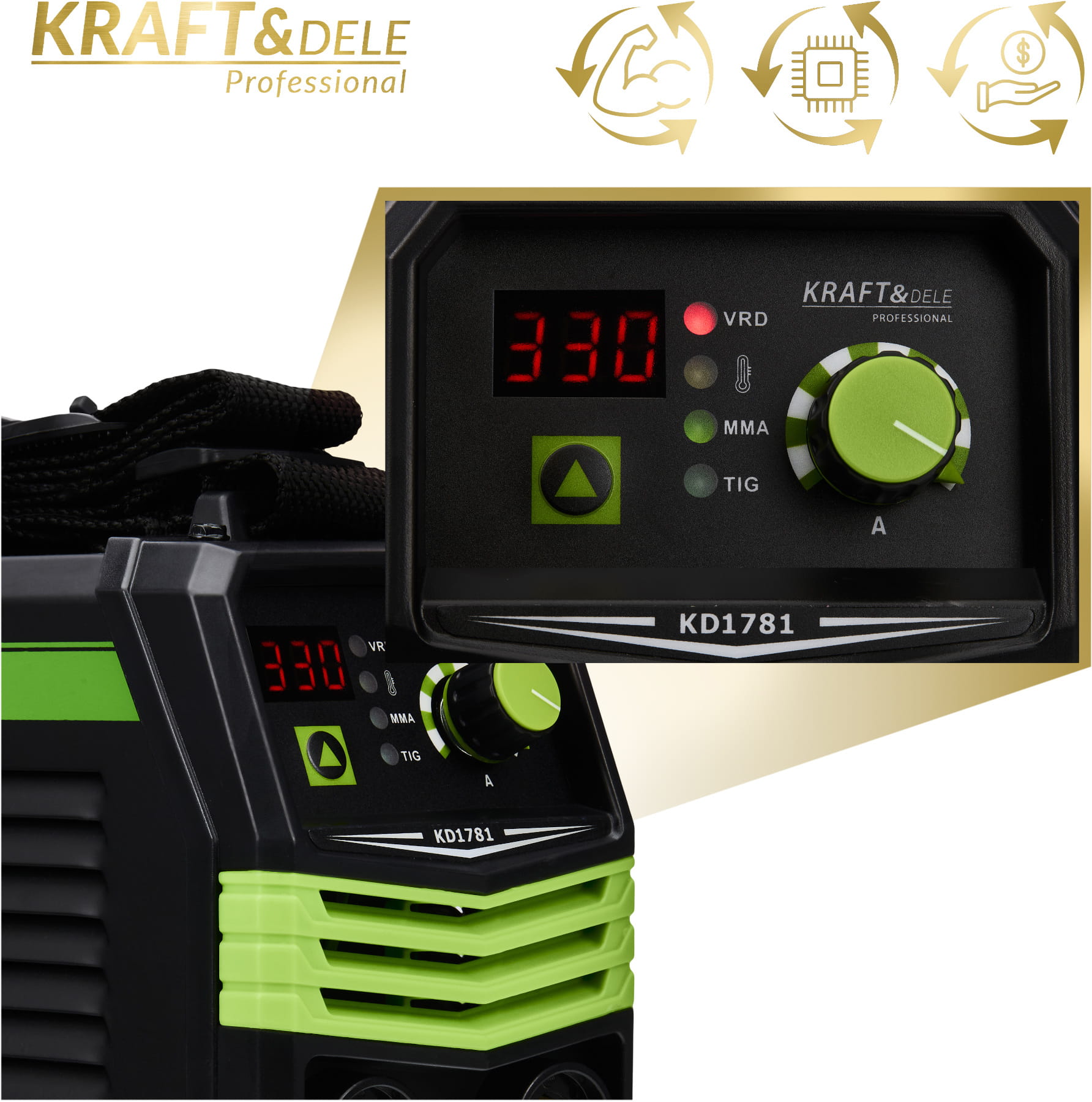 Aparat Sudura MMA Tiglift Pulse 330A, Kraft&Dele KD1781