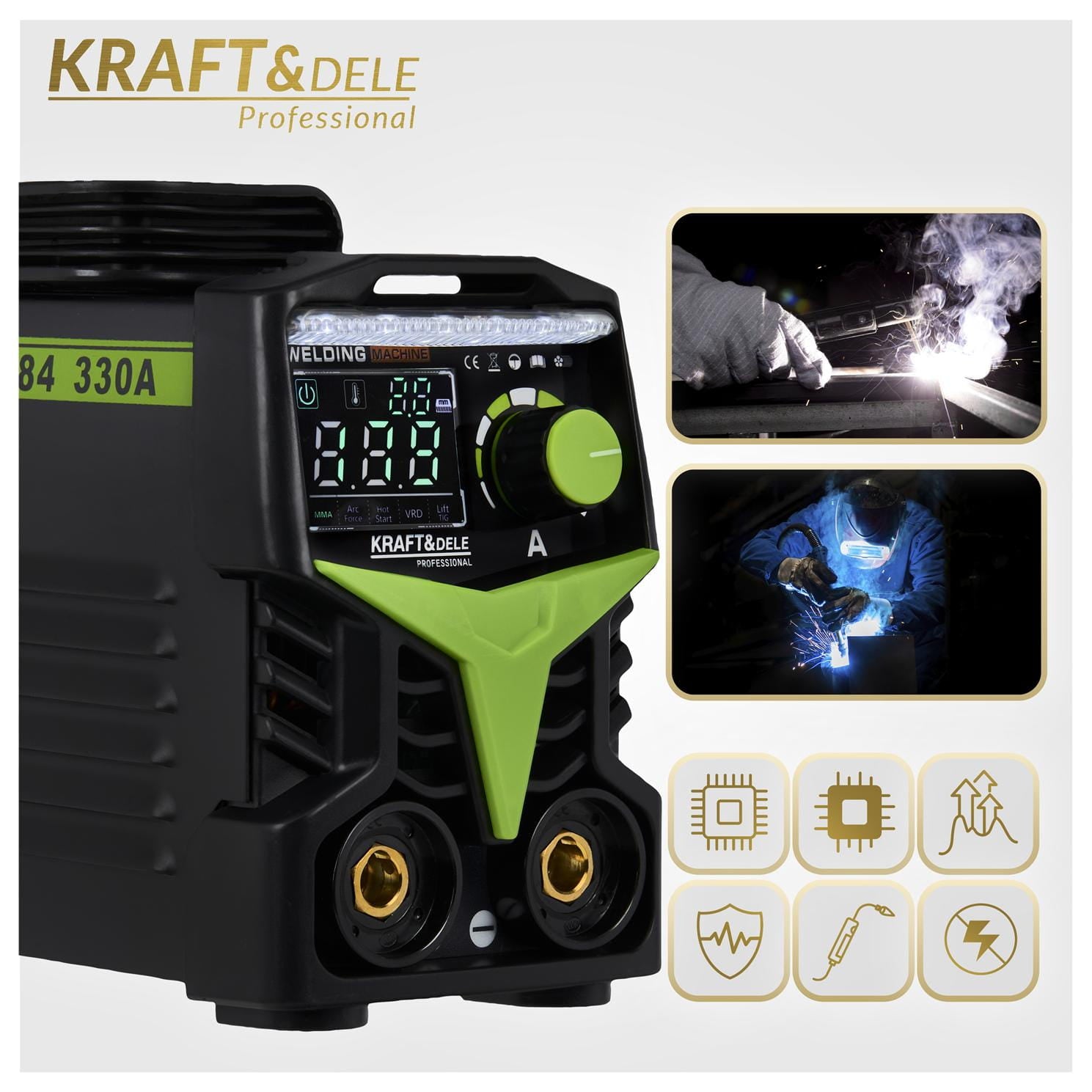 Aparat de Sudura Invertor 330A MMA TIG LIFT VRD, Kraft&Dele KD1784