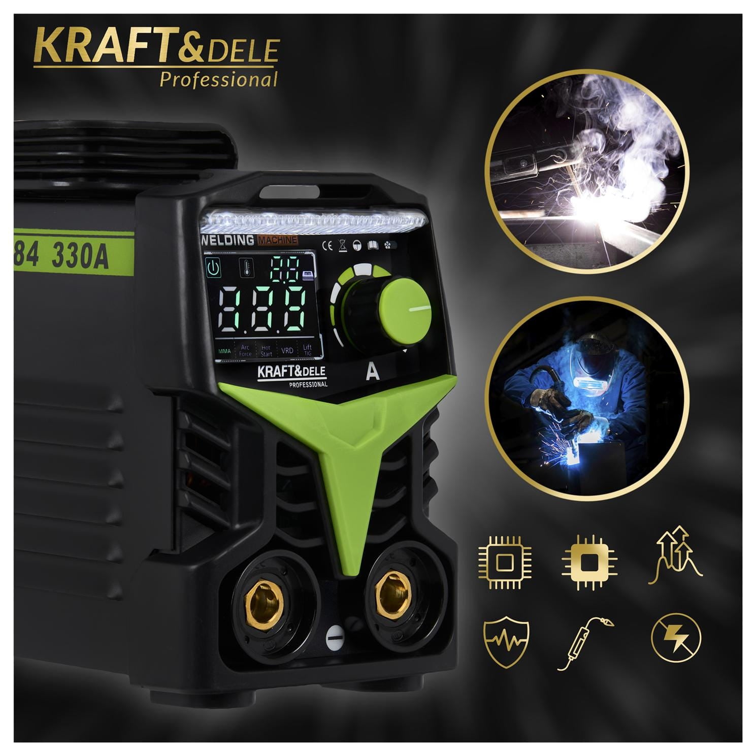 Aparat de Sudura Invertor 330A MMA TIG LIFT VRD, Kraft&Dele KD1784