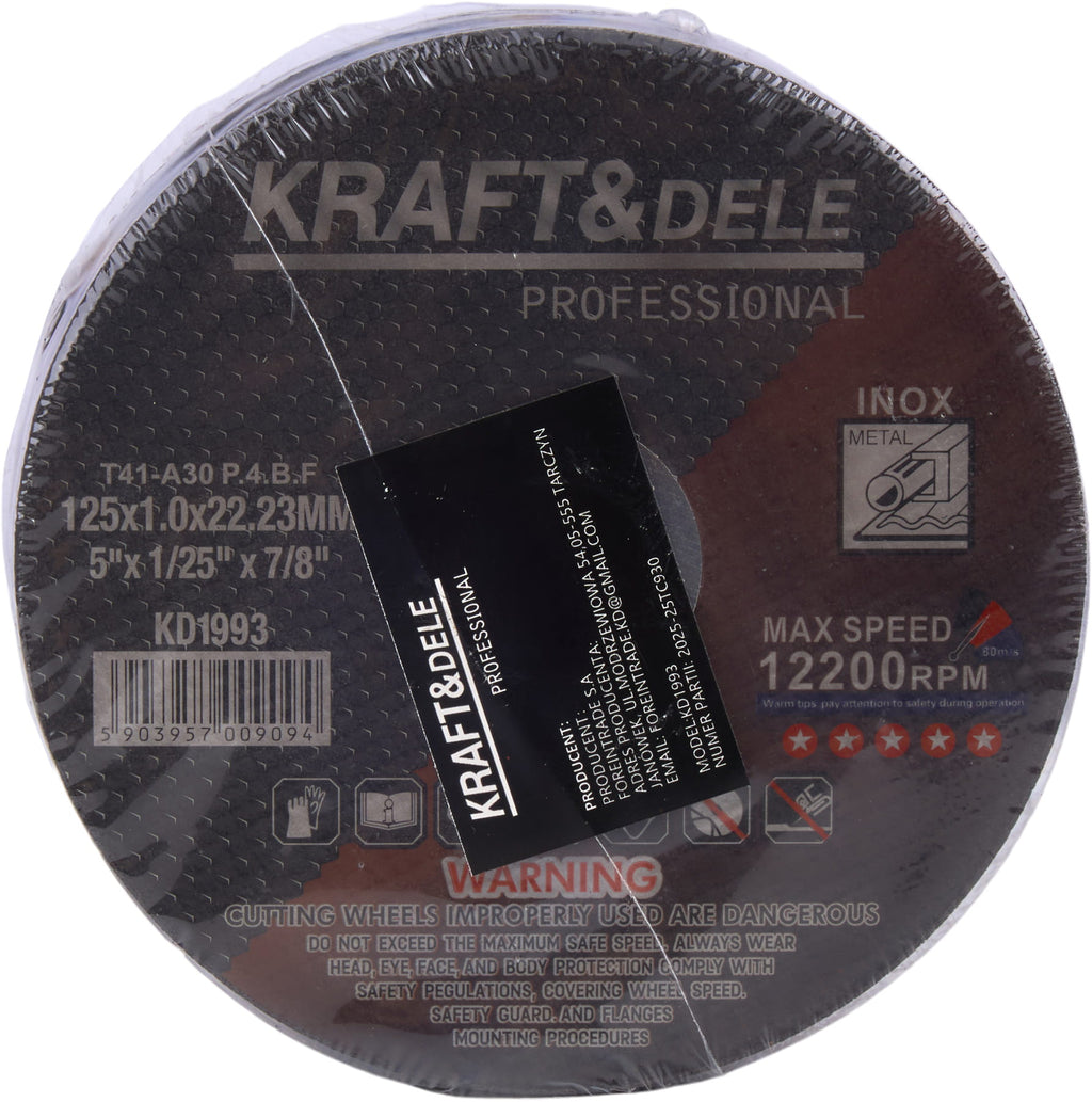 Disc Debitat Metal 1,0x22,23 Mm, 125 Mm, 25 Buc, Kraft&Dele KD1993