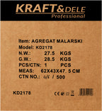 Pompa Airless de Zugravit 3500W 19L/min cu Accesorii, Kraft&Dele KD2178 22