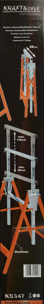 Capra de Lucru Pliabila 150 kg 80-130 cm, Kraft&Dele KD347