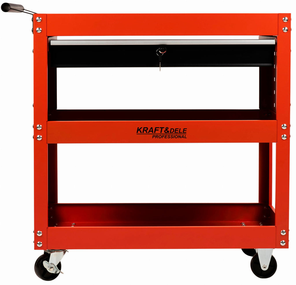 Carucior de Atelier cu Roti 2 Rafturi si Sertar, Kraft&Dele KD366