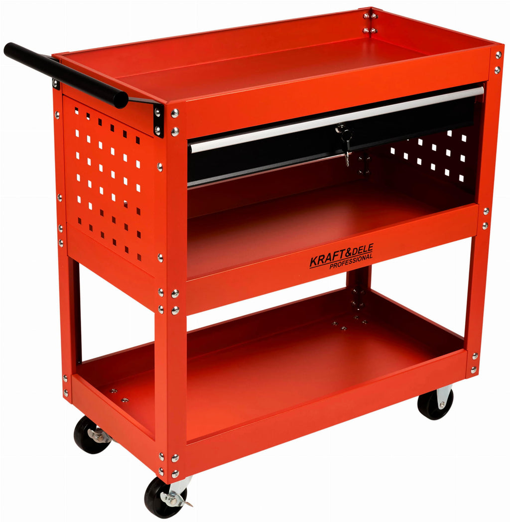 Carucior de Atelier cu Roti 2 Rafturi si Sertar, Kraft&Dele KD366