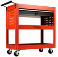 Carucior Atelier cu Roti 4 cu Frana, 2 Rafturi si Sertar, Kraft&Dele KD366