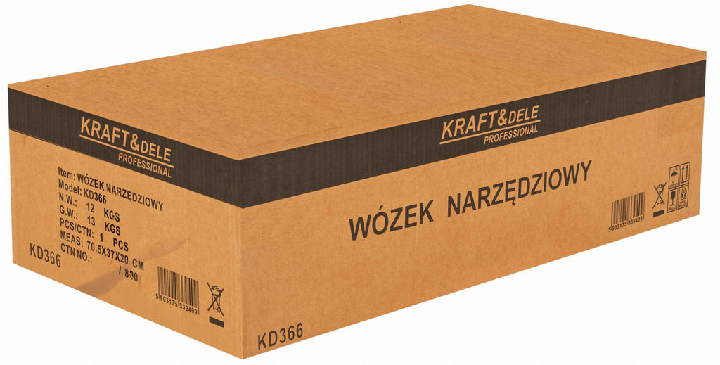 Carucior de Atelier cu Roti 2 Rafturi si Sertar, Kraft&Dele KD366