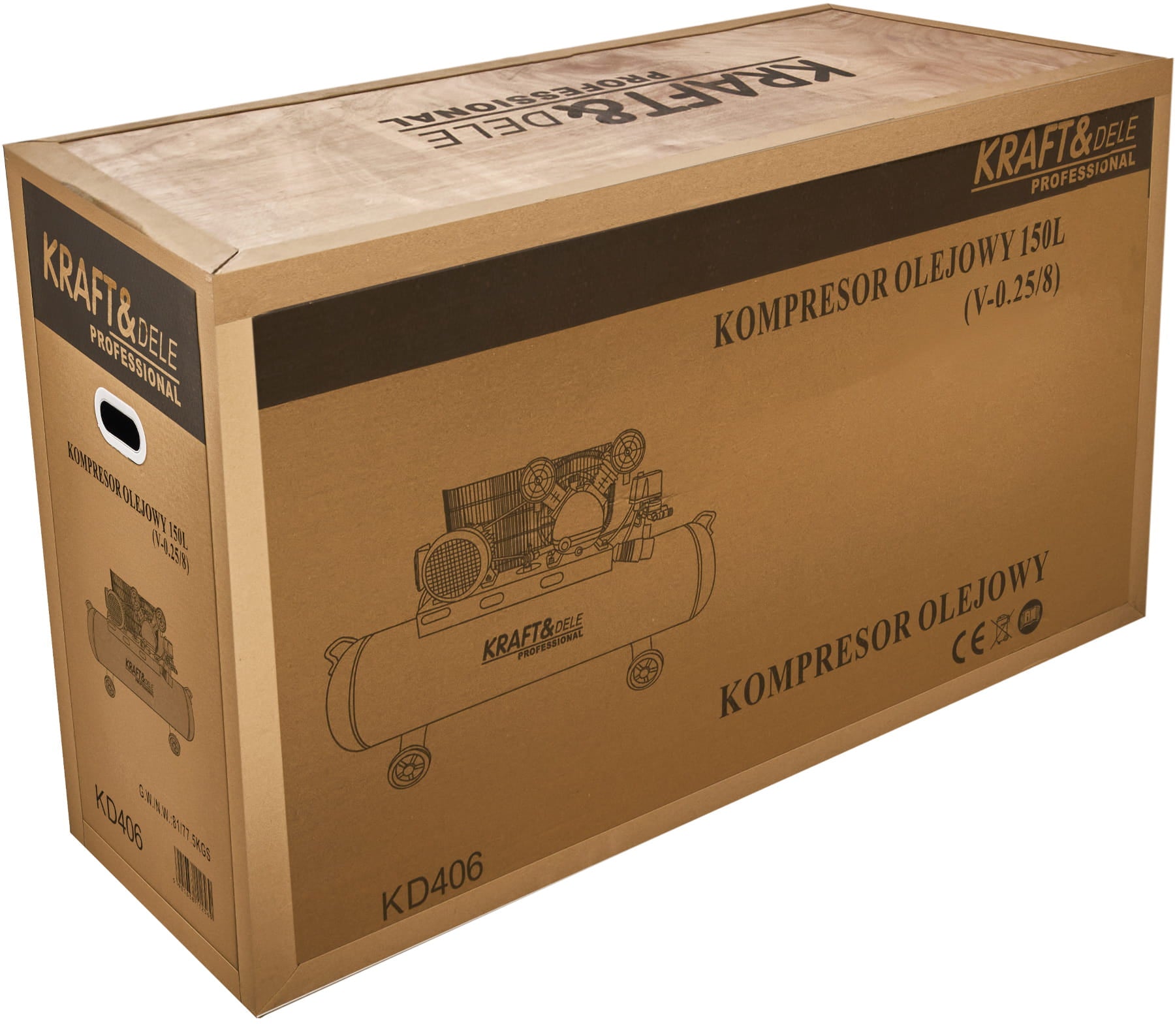 Compresor Aer 150L, 5.2CP, 8Bar, 640/min, Profesional, Kraft&Dele KD406