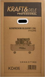 Compresor Aer 150L, 5.2CP, 8Bar, 640/min, Profesional, Kraft&Dele KD406