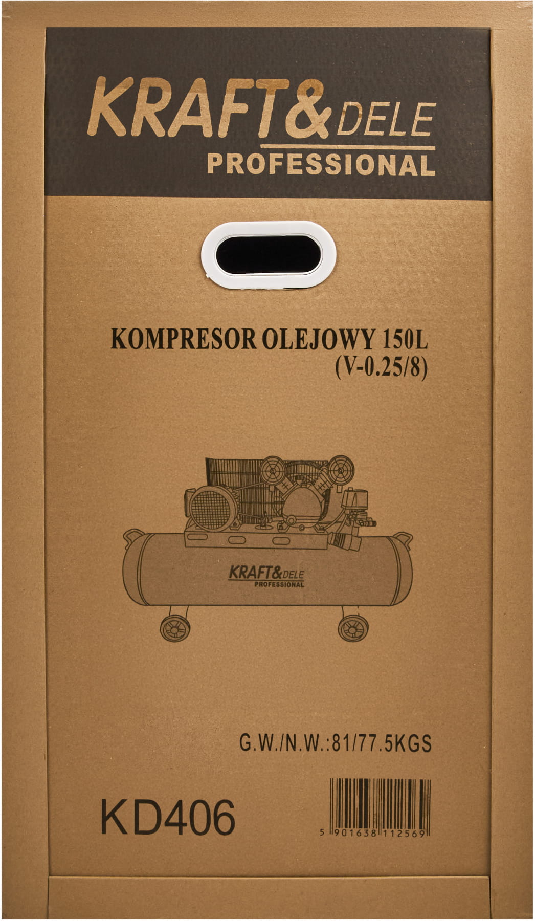 Compresor Aer 150L, 5.2CP, 8Bar, 640/min, Profesional, Kraft&Dele KD406